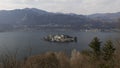 The Island of San Giulio on Lake Orta with the coastal town of Pella