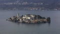 The Island of San Giulio on Lake Orta with the coastal town of Pella