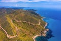 Island of Sardinia, western Mediterranean rugged coast, Italy. Mediterranean island of Sardinia (Sardegna), Italy. Cliffs at the