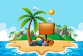 Island scene with summer elements Royalty Free Stock Photo