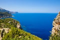 Island scenery, seascape of Mallorca Spain. Idyllic coastline of Majorca, Mediterranean Sea on sunny day. Turquoise Royalty Free Stock Photo