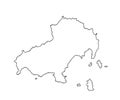 Island of Skiathos in Greece vector map line contour