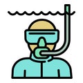 Island snorkeling icon, outline style