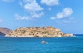 The island Spinalonga with defensive Venetian fortress 1579, Crete, Greece Royalty Free Stock Photo