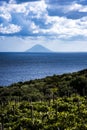 The island of Stromboli in a cloudy day