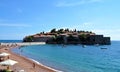 The island of Sveti Stefan and the beach