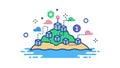 Island with technology network, smart island, digital infrastructure, vector design Generative AI Royalty Free Stock Photo