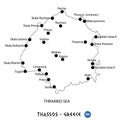 Island of Thassos in Greece map on white background