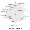 Island of thassos in greece white map illustration