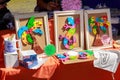 Island-themed children`s toys at a market in Rarotonga, Cook Islands