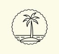 Island thin line icon, Palm trees silhouette on beach sign on white background, Vector Royalty Free Stock Photo