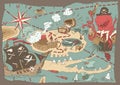 Island Treasure Map ,pirate map, illustration