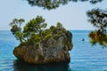 Island and trees in Brela, Croatia Royalty Free Stock Photo