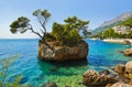 Island and trees in Brela, Croatia Royalty Free Stock Photo