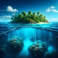 Island and underwater world, corals