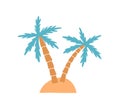 Island vector illustration. Palm tree on exotic island isolated on white background. Small area of land entirely