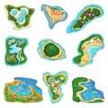 Island vector islet or peninsula with beach and ocean sea illustration set of paradise isles or peninsular tropical