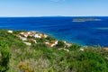 Island of Vis bay aerial view, Croatia. Europe paradice Vis Island in bay of adriatic sea. Royalty Free Stock Photo