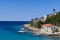 Island of Vis bay aerial view, Croatia. Europe paradice Vis Island in bay of adriatic sea. Royalty Free Stock Photo