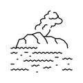 island volcano line icon vector illustration