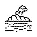 island volcano line icon vector illustration