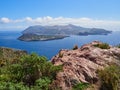 The Island of Vulcano seen from Lipari, Aeolian islands, Sicily, Italy Royalty Free Stock Photo