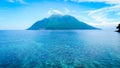 An Island withan active volcano at Ternate Indonesia Royalty Free Stock Photo