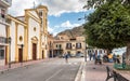 People resting in the park near the Mothers Church in the center of the Island of Women or Isola delle Femmine, province of Palerm Royalty Free Stock Photo