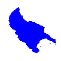 Island of Zakynthos Zakinthos in Greece blue vector map silhouette.