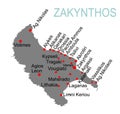 Island of Zakynthos Zakinthos in Greece vector map silhouette illustration