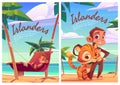 Islanders cartoon poster with monkey and tiger cub