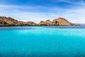 Islands and clear waters of Komodo Nature Reserve in the Lesser Sunda Islands of Indonesia.