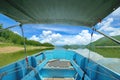 The Islands and mountains on reservior in dam. On the day of clouds and cloud reflection in the beautiful water of  KaengKrachan Royalty Free Stock Photo