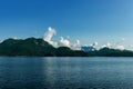 Islands near Sunshine coast glittering in the morning sun, BC, Canada