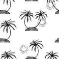 Islands with palm trees. Drawing sketch. Seamless pat tern.