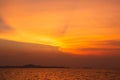 The islands with the reflection of the orange sky Royalty Free Stock Photo