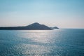 Islands in the rough sea. Islands in the middle of the blue sea. Distant islands in the middle of the sea. Royalty Free Stock Photo