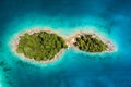 Islands with trees in the middle of the sea. Turquoise water in the Mediterranean Sea. Royalty Free Stock Photo