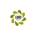 Islated abstract green color spining leaves circle logo. Flower petals logotype. Natural recycling icon. Circulation