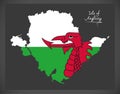 Isle of Anglesey Wales map with Welsh national flag