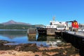 Isle of Arran ferry at Brodick and Goat Fell Royalty Free Stock Photo