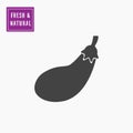 Black eggplant, aubergine icon with label.