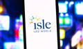 Isle led world logo on smartphone screen.