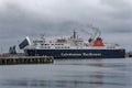 The Isle of Lewis Caledonian MacBrayne Car and Passenger Ferry, loading with its raised bow at the Port of Stornaway Royalty Free Stock Photo