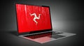 Isle of Man - country flag and binary code on laptop screen Royalty Free Stock Photo