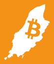 Isle of Man map with bitcoin crypto currency symbol illustration