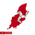 Isle of Man map with waving flag of country.