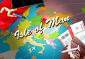 Isle of Man travel concept map background with planes, tickets. Visit Isle of Man travel and tourism destination concept. Isle of