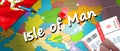 Isle of Man travel concept map background with planes, tickets. Visit Isle of Man travel and tourism destination concept. Isle of