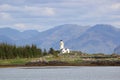 Isle Ornsay Lighthouse Seen From Isleornsay Village, Isle Of Skye, Scotland Royalty Free Stock Photo